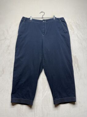 First Issue Capri Pants Women’s 16 Blue Navy High Rise Cropped Stitch Cotton